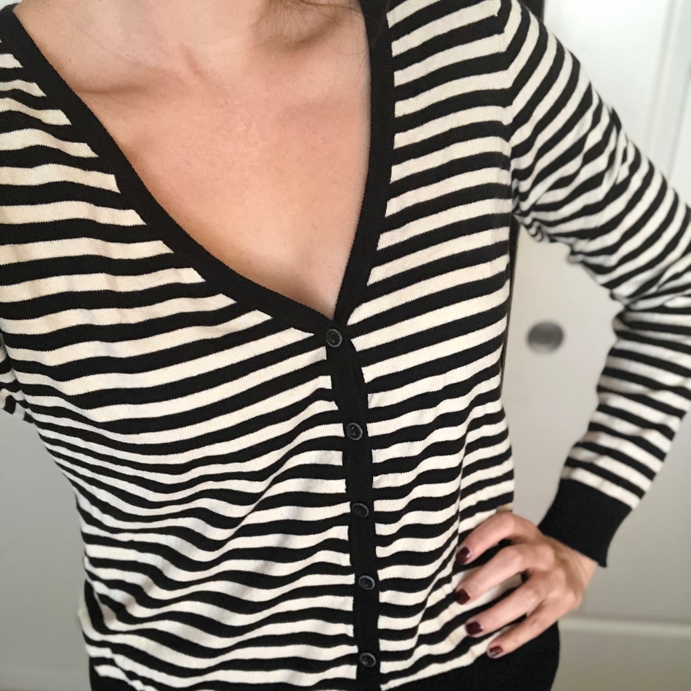 H&M black and white striped sweater, size L